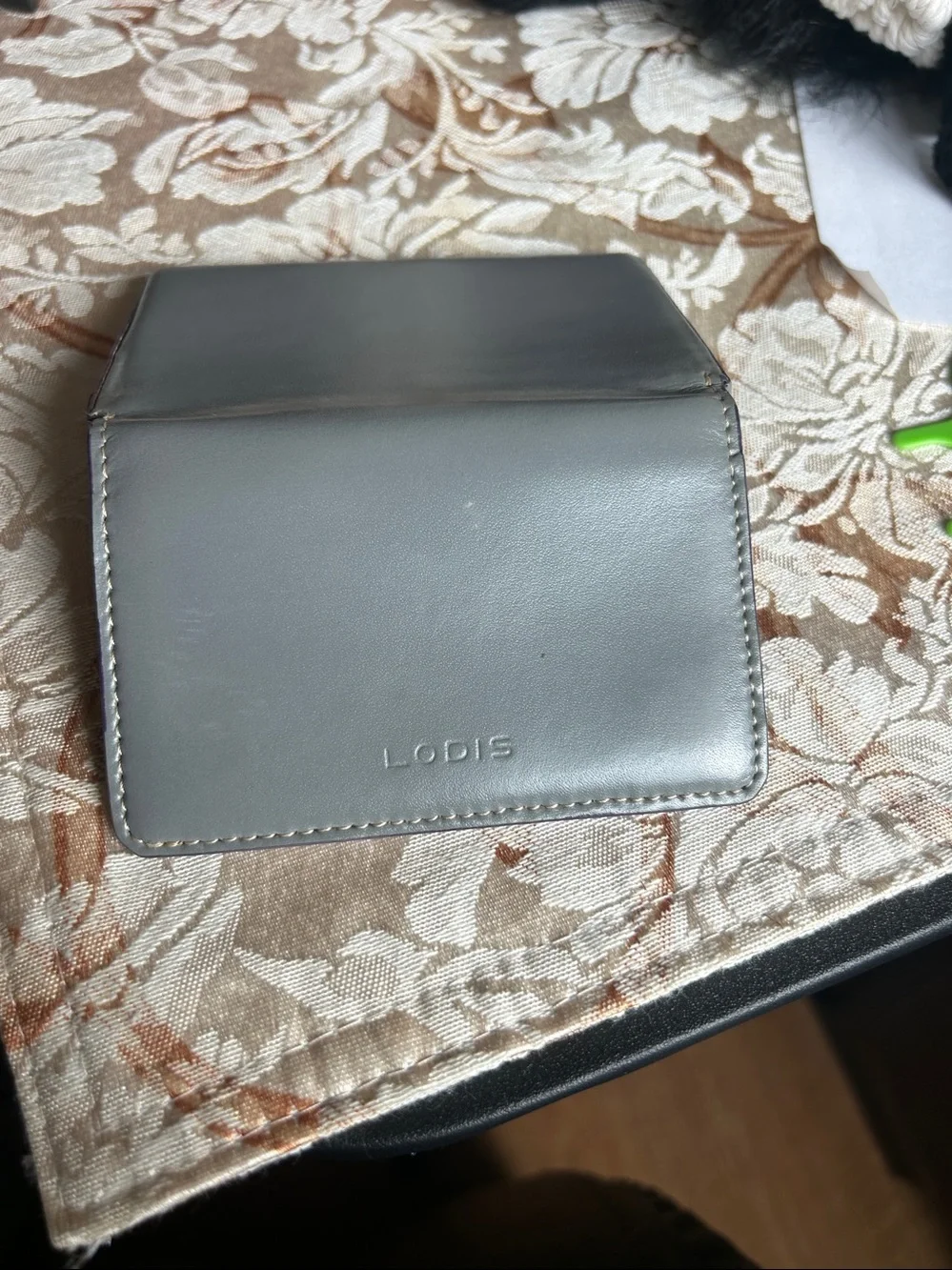 Lodis Gray Leather Phone Wallet Case with Subtle Purple Trim
